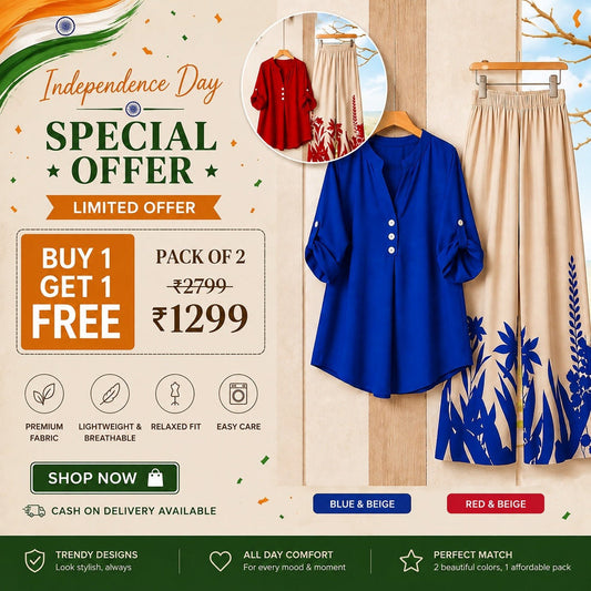 Casual Printed Co-Ord Set – Pack of 2