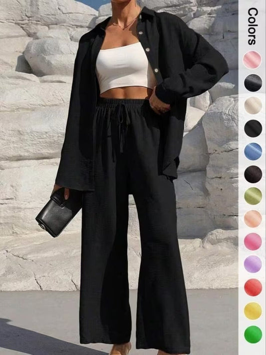Women's Solid Long Cardigan & Pants Co-Ord Set