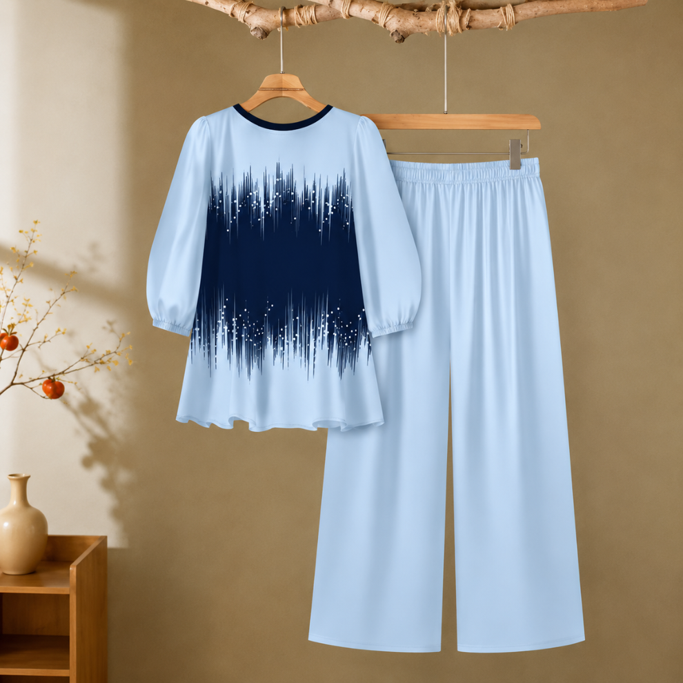 Elegant Monochrome Tunic & Wide-Leg Pants Set