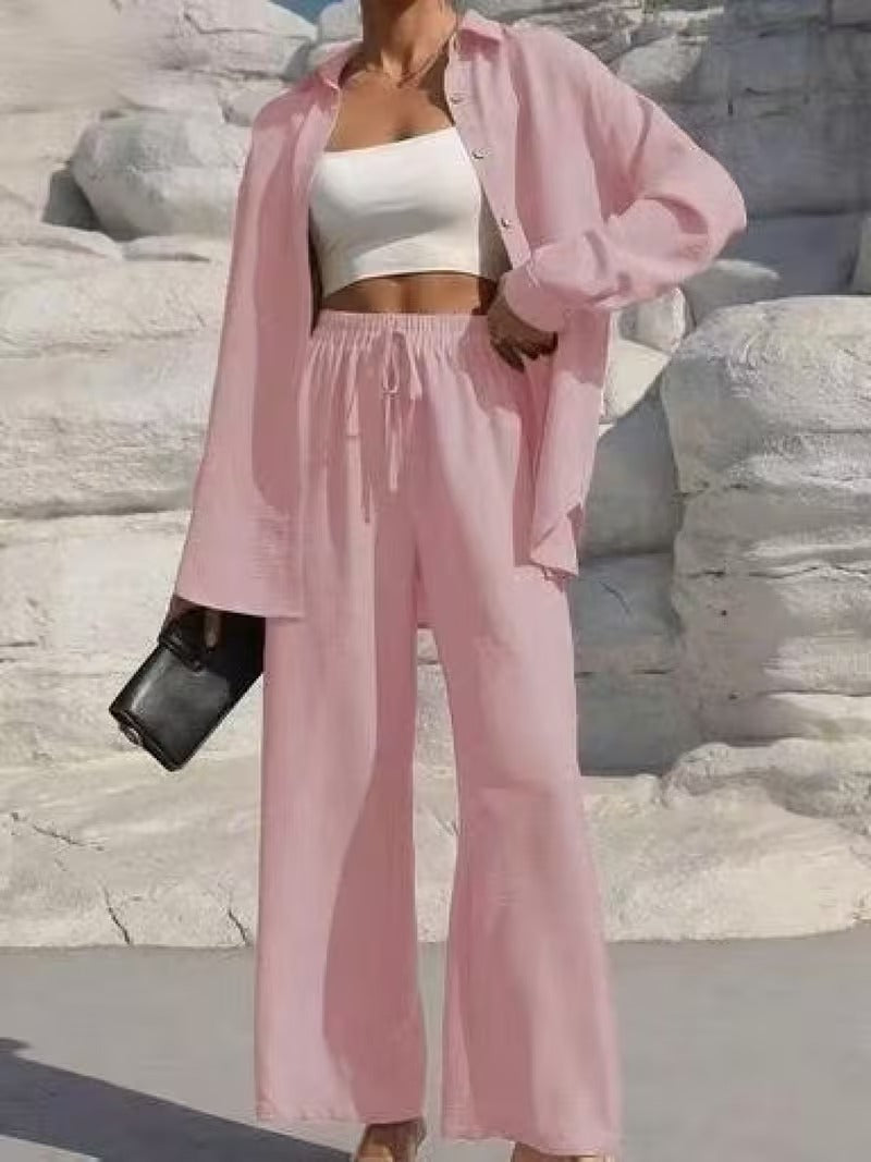 Women's Solid Long Cardigan & Pants Co-Ord Set