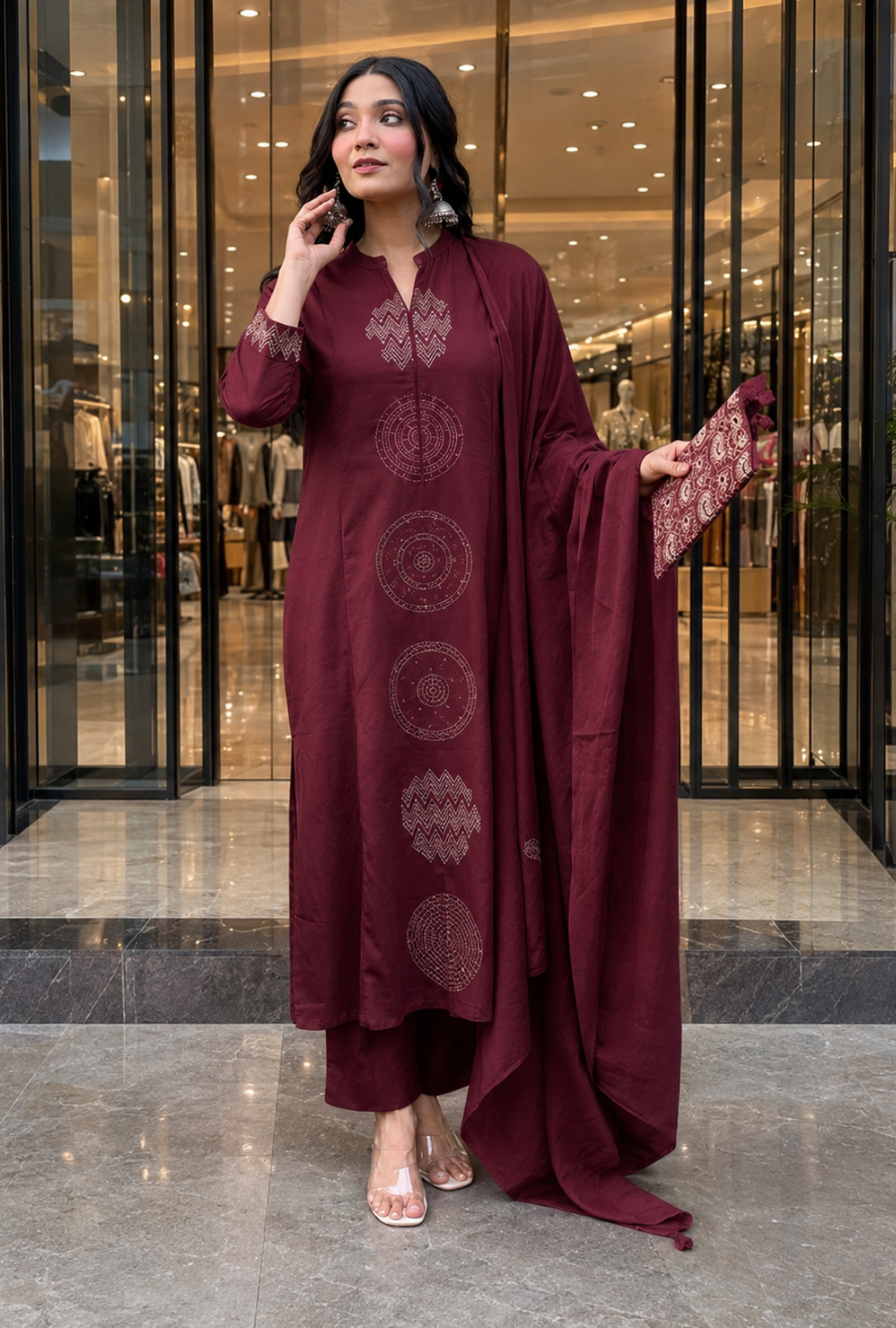 Women’s Premium Printed Kurta Pant & Dupatta Set   Size - S