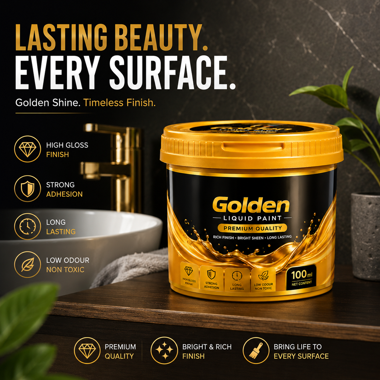 Golden Liquid Paint Tub ✨50% OFF SALEE✨