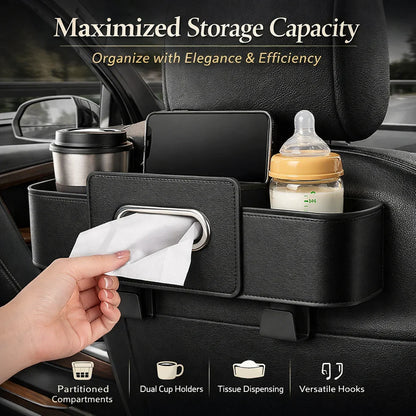 4-in-1 Car Backseat Organizer with Tissue & Cup Holder