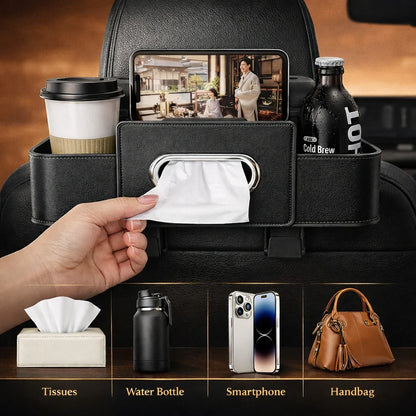 4-in-1 Car Backseat Organizer with Tissue & Cup Holder
