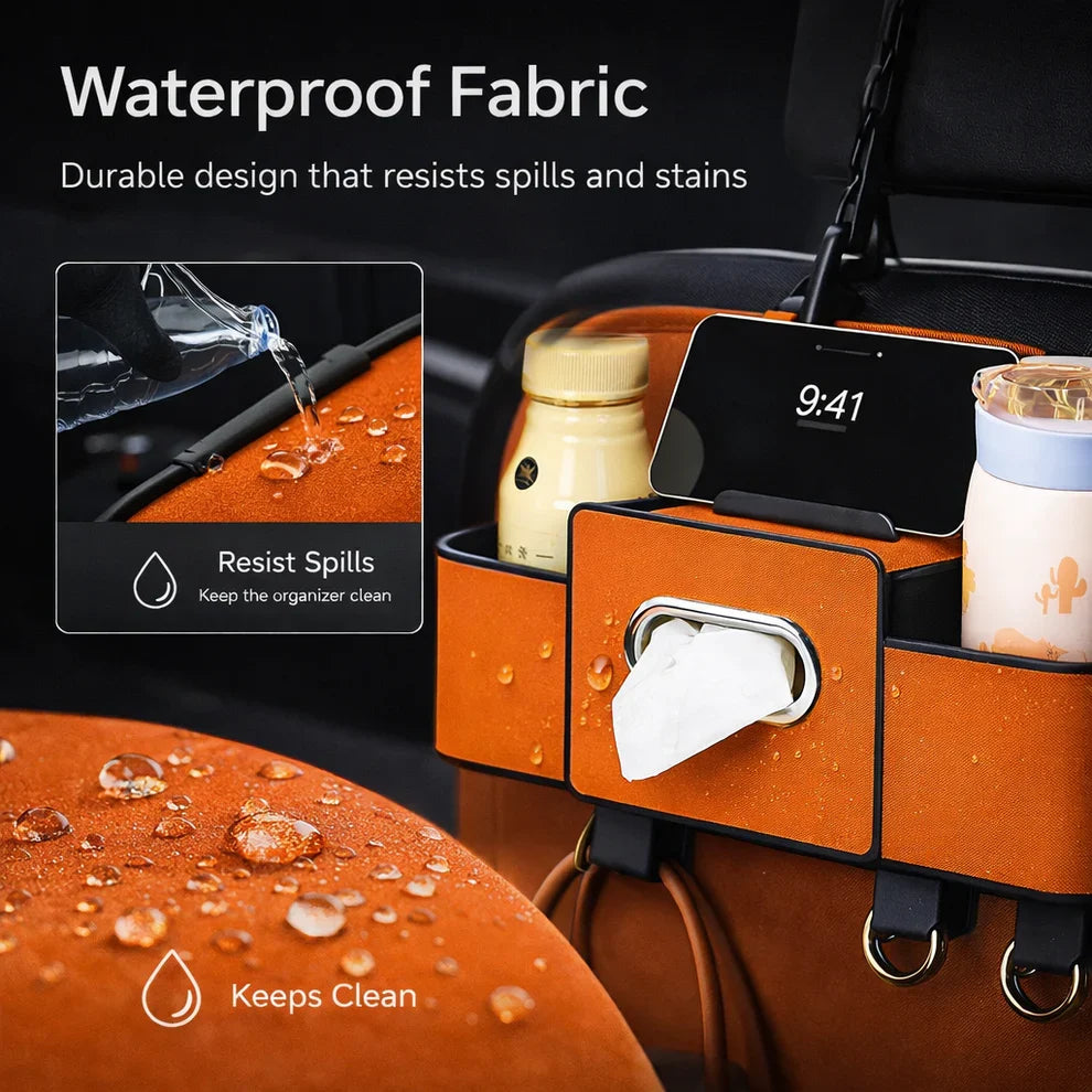 4-in-1 Car Backseat Organizer with Tissue & Cup Holder