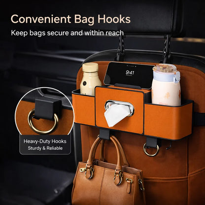 4-in-1 Car Backseat Organizer with Tissue & Cup Holder