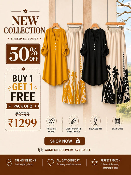 Casual Printed Co-Ord Set – Pack of 2