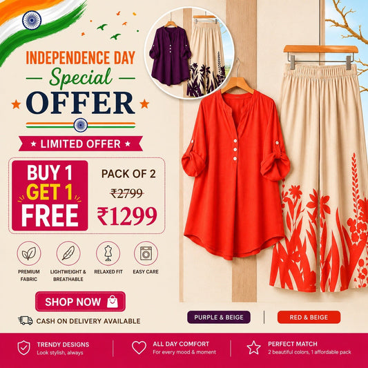 Casual Printed Co-Ord Set – Pack of 2