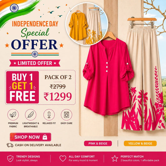 Casual Printed Co-Ord Set – Pack of 2