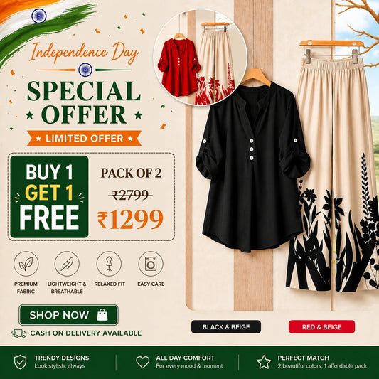 Casual Printed Co-Ord Set – Pack of 2
