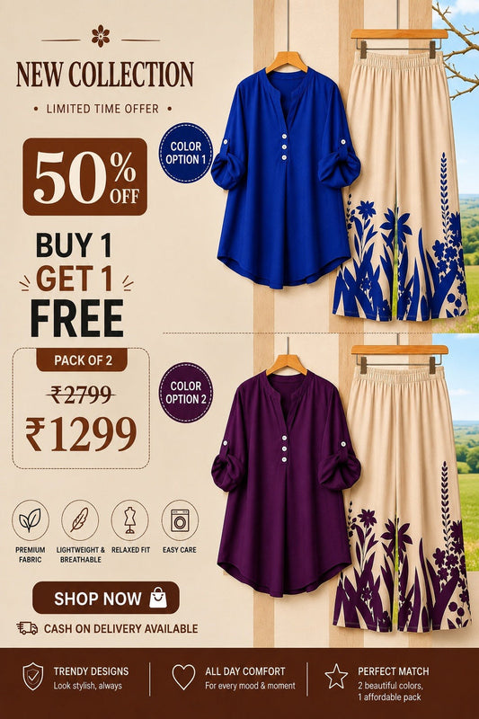 Casual Printed Co-Ord Set – Pack of 2