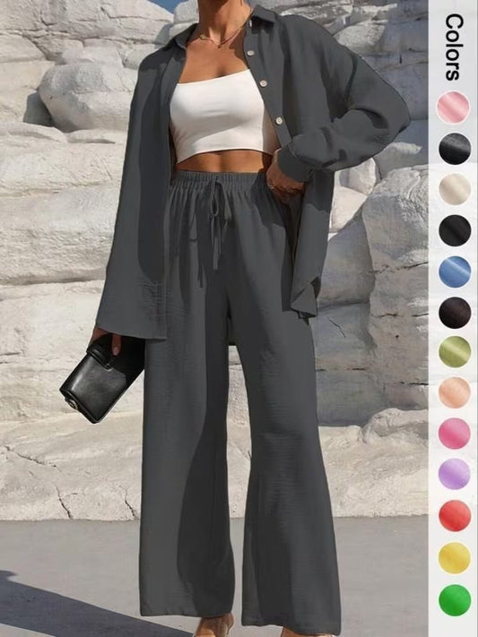 Women's Solid Long Cardigan & Pants Co-Ord Set