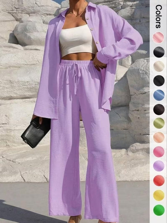 Women's Solid Long Cardigan & Pants Co-Ord Set