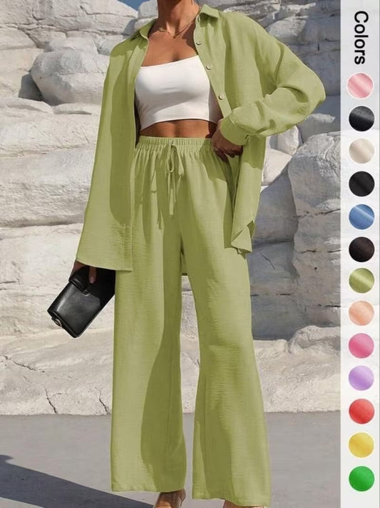 Women's Solid Long Cardigan & Pants Co-Ord Set