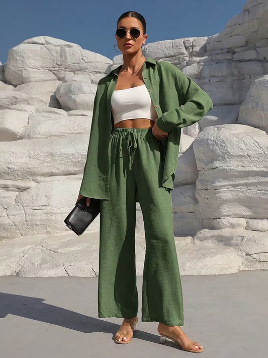 Women's Solid Long Cardigan & Pants Co-Ord Set
