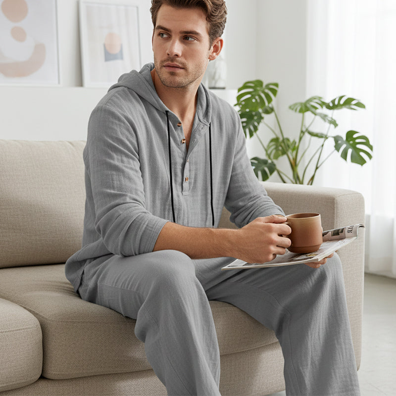 🔥Men's Hooded Casual Loose Top & Pants 2-Piece Set