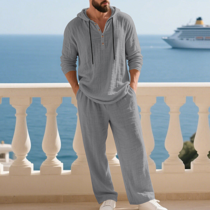 🔥Men's Hooded Casual Loose Top & Pants 2-Piece Set