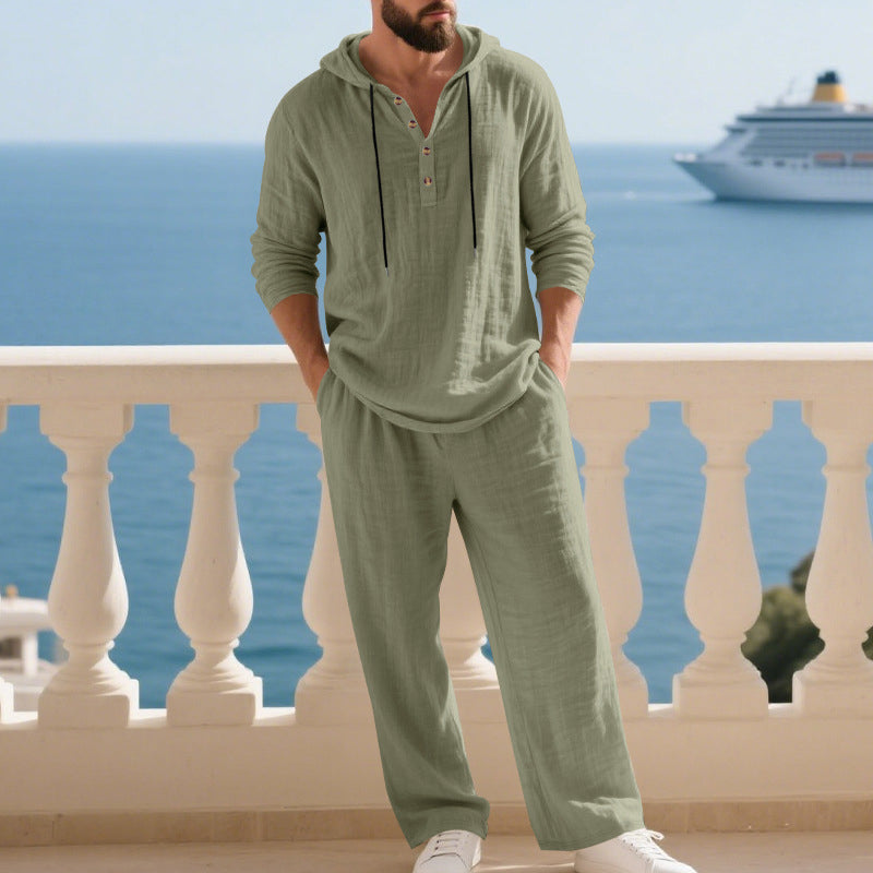 🔥Men's Hooded Casual Loose Top & Pants 2-Piece Set